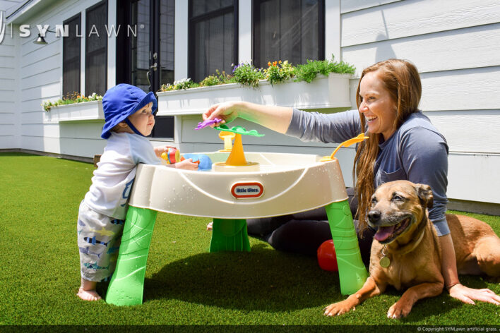 image of SYNLawn Edmonton CA pets artificial grass safe for family dogs and kids